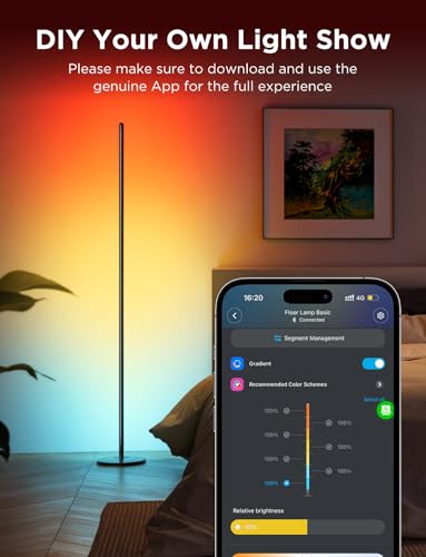 Govee RGBIC Floor Lamp Basic, 1000lm LED Corner Lamp Works with Alexa, Smart Modern Floor Lamp with Music Sync and 16 Million DIY Colors, Color Changing Standing Lamp for Bedroom Living Room Blue - color: Blue