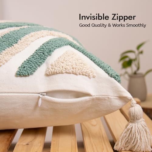 lifein 18x18 Pillow Covers-Throw Pillow Cover Tufted Boho Jacquard Pillow Covers Farmhouse Decorative Pillow Cover Pillow Cases for Gift Couch Sofa Bed Chair Living Room Home Decor - color: D-qr715(1 Pack Without Pillow Insert), size: 18" x 18" (Pack of 1