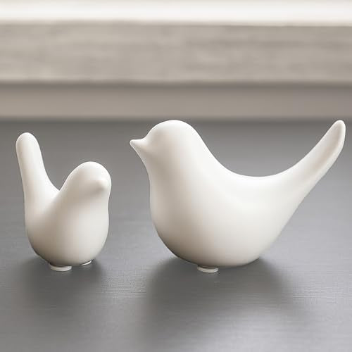 Notakia Small White Birds Statues Home Decor Modern Style Decorative Ornaments for Living Room Decor, Bedroom, Office Desktop, Cabinets (2Pcs White Birds) - color: 2pcs White Birds