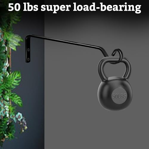 2pcs Wall Mounted Plant Hanger, Indoor/Outdoor Decorative Hook for Hanging Plants, Windchime, Baskets – Rustic Iron Plant Holder, Ideal Wall Décor, Ceiling Hooks for Indoor Garden- (12in black) - color: black-B, size: 12 Inch