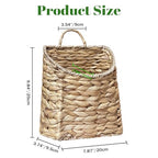 Woven Hanging Wall Basket,Natural Handmade Water Hyacinth Flat Back Basket for Farmhouse Home, Door, Entryway, Mail, Flower, Plant Decor