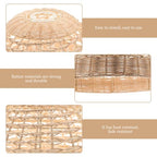 11" x 6.3" Natural Rattan Pendant Lamp Shade, Hand-Woven Wicker Replacement Lampshade with 1.61" Fitter for E26/E27 Base, Boho Coastal Hanging Light Cover for Kitchen Island, Dining Room, and Nursery