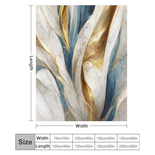 Abstract Marble Blanket, Modern Luxury Baroque Golden Blue White Stone Veins Pattern Soft Warm Cozy Plush Flannel Covers for Livingroom Bedroom Couch Chair Camping Travel Home Decor Tapestry 30x40in - color: Abstract-4, size: 30W" x 40L"