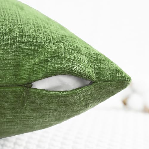 CaliTime Throw Pillow Covers Decorative 16 X 16 Inches Pack of 2 Cozy Chenille Cushion Cases for Couch Sofa Bed Living Room Home Forest Green - color: Forest Green, size: 16" x 16" (Pack of 2)