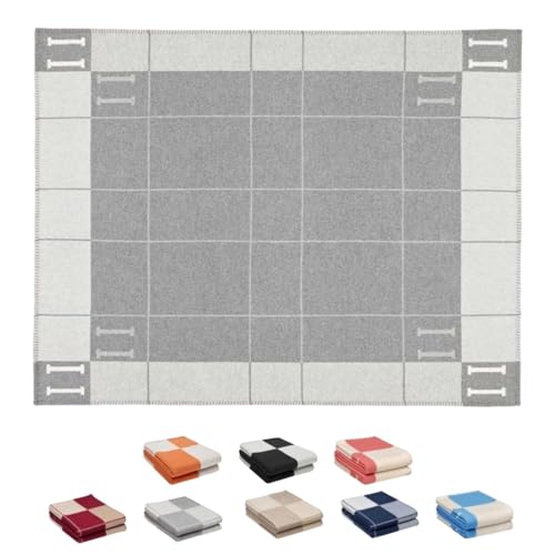 Fcteap h Blanket Soft Throw Blanket Faux Fleece Cashmere Plaid Warm Shawl Thick Knitted Plush Cozy Comfy for Women Throw Blanket for Sofa Couch Bed Queen King Size 55x66 in (Light Grey) - color: Light Grey