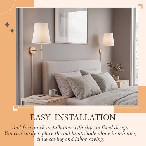Teenyyou Small Empire Lamp Shade Set of 2, 4.3"top x 6.3"bottom x 6.6" High Suitable for E26/e27, White Fabric Lamp Shades for Table, Floor, Bedside, Wall - color: White, style: Empire