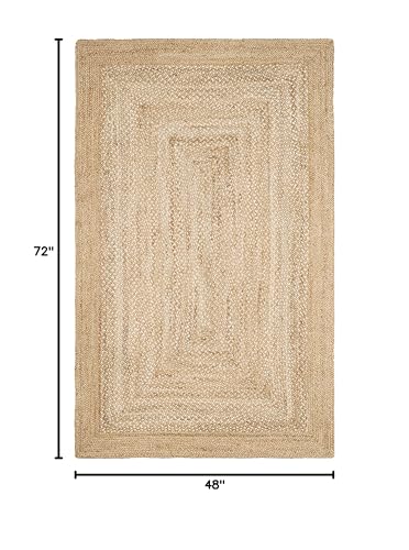 SAFAVIEH Natural Fiber Collection Accent Rug - 4' x 6', Natural & Ivory, Handmade Farmhouse Boho Coastal Rustic Jute, Ideal for High Traffic Areas in Entryway, Living Room, Bedroom (NF885B) - size: 4' x 6' (Rectangular)