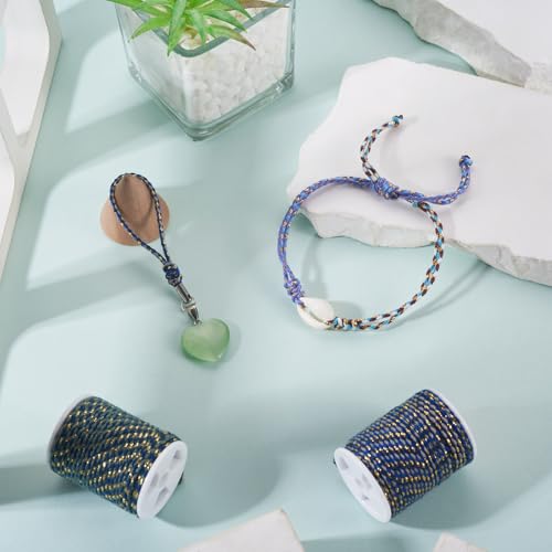 17.2 Yards 1.5mm Metallic Braided Thread Blue 4-Ply Macrame Polycotton Cord Jewelry Beading Cord for String Wall Hangings Plant Hanger String Knitting Macrame Rope Bracelet DIY Craft - color: Mixed Color 11, size: 1.5mm