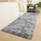 Tie-dye Runner Rug 2x6 Grey Rug Runner for Bedroom Kitchen Bedside Hallyway Entryway Super Soft and Fluffy Carpets Washable Kids and Pets Friendly - color: Grey and White, size: 2 x 6 feet