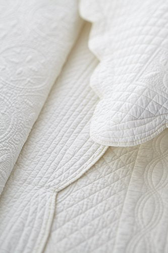 Calla Angel Sage Garden Luxury Pure Cotton Matelasse Quilted Pillow Sham, King Pillow, 20x36, Ivory - color: Ivory, size: King