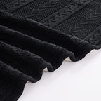 Longhui bedding Black Acrylic Cable Knit Sherpa Throw Blanket - Thick, Soft, Big, Cozy Knitted Fleece Blankets for Couch, Sofa, Bed - Large 60 x 80 Inches Coverlet All Season - color: Black, size: 60"x80", Oversize