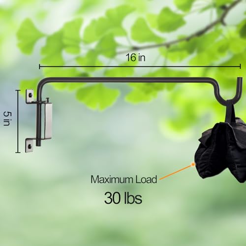 16"Swivel Plant Hanger - 360° Outdoor Hanging Brackets with 12-Directional Adjustable Hook, Rust Resistant Solid Steel Wall Mount for Bird Feeders, Indoor/Outdoor Plants, Garden & Patio, Pack of 2 - color: Black, size: 16in-2-U-Swivel