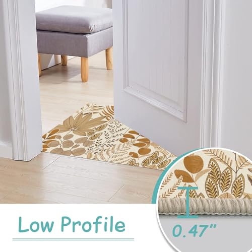 1.5 x 2.5ft Washable Rugs for Living Room Boho Flower Printed Area Rug Ultra Thin Rugs Carpet Non-Slip Distressed Carpet Aesthetic Area Rugs - color: Golden Beige and Soft Cream, size: 1.5 x 2.5ft / 18 x 30in / 45 x 75cm