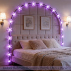Purple Flower Fairy String Lights on Black Wire, Plug in Connectable 33FT 100 LED Waterproof with 8 Modes for Indoor Outdoor Christmas, Valentine's Day, Wedding Party & Patio Balcony Ambiance - color: Purple Flower-Black Wire