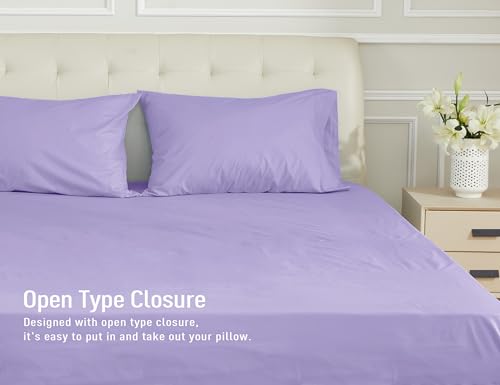 Sunflower Queen Pillowcases Set of 2, 100% Cotton Queen Pillow Cases 2, 20×30 inches Lavender, Soft and Breathable - color: Lavender, size: Queen (20"x30")