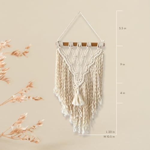 Majarlikha COLLECTIONS Macrame Wall Hanging Decor - Boho Style Minimalist Wall Ornament Home Decorative Flat Tapestry Classic Design Bohemian Decor, Mesh Pattern, Beige, 1pc - color: Beige