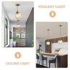 KCO Lighting Mid Century Modern Kitchen Island Pendant Lighting Gold 1-Light Amber Glass Globe Pendant Light Brushed Brass Large Living Room Pendant Light Fixture (2 Pack) - color: Gold+Amber-2PC