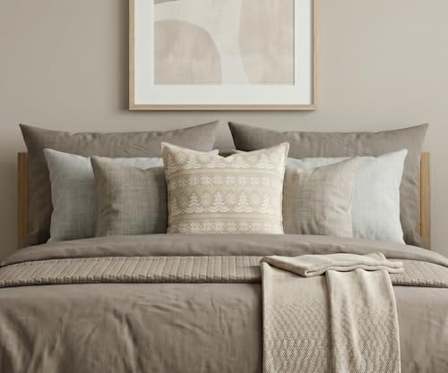 SanVia Cotton Throw Pillow Covers 20x20 – Handwoven Jacquard Texture, Fade-Resistant, No Pilling – Hidden Zipper, Decorative Cushion Cover for Sofa, Couch, Bed – Insert Not Included (Boho, Green) - color: Olive Green, size: 20" x 20"