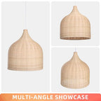 Arturesthome 1 Light Rattan Woven Pendant Light 13.78in Handmade Ceiling Lighting Fixture Chandelier Hanging Lamp Lampshade for Kitchen Island Dining Room Hallway Foyer