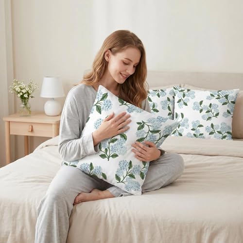 COMMINY Green Flower Pillow Covers 18x18 Inch Set of 6, Farmhouse Floral Throw Pillow Case for Couch Sofa Bed Decor, Spring Summer Pillow Covers, Indoor Decorative Cushion Cover - color: Green Flower, size: 18" x 18" (Pack of 6)