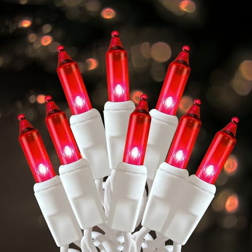 HISHINY Christmas Lights 100 Count Red Christmas Tree String Lights with White Wire for Outdoor Indoor Christmas Decorations Wedding Decorations Valentines Day Decor,UL Certified (21feet) - color: Red
