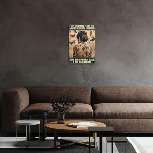Boho Chic Decor Inspirational Quotes Wall Decor I Am The Storm Encouragement Gifts For Women Vintage Metal Sign For Home office 8×12 Inches - color: Back View, size: 8×12Inches