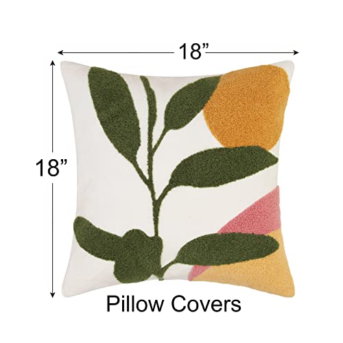 JASEN Abstract Boho Pillow Covers 18x18,Soft Mid Century Geometric Cactus Decorative Throw Pillows for Couch Bed Sofa Bedroom（Only 1 Pillow Cover） - color: Plant-b, size: 18" x 18" (Pack of 1)