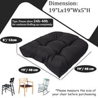 MTMR Water-Repellent Outdoor Patio Chair Cushions Set of 2, 19'X19' Thick Seat Cushions with High Elasticity PP Cotton, Tufted Design for Outdoor Furniture - color: Black