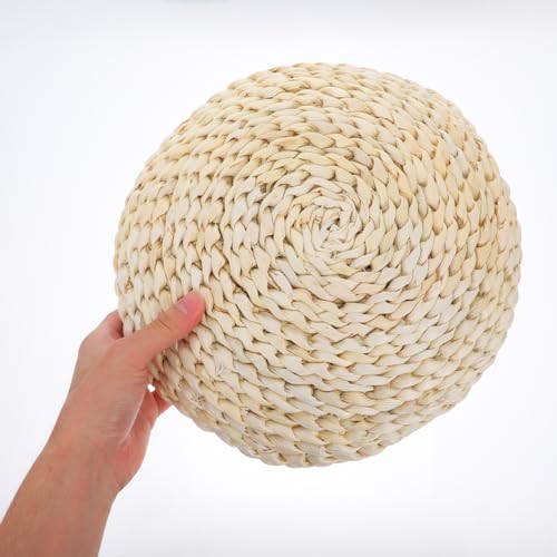 Sewroro Tatami Floor Pillow Round Straw Woven Padded Sitting Cushion Japanese Style Seat Pillow Floor Straw Mat Meditating Furniture Floor Mat for Home Temple 30cm