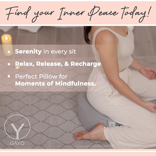 Y O Gayo Meditation Cushion and Floor Pillow. Ideal for Meditation Pillow, Yoga, & Floor Sitting - Premium Buckwheat Supportive Round Cushion with Changeable Cover. Versatile & Stylish - 16" in