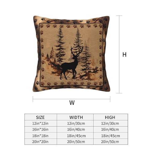 Deer Wolf Throw Pillow Covers 18 X 18 Inch Set of 4 Decorative Cushion Cover Home Decor for Sofa Chair Couch Bedroom Living Room - color: Deer Wolf
