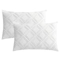 JELLYMONI Pillowcases King Size Bright White 2 Pack Boho Plaid Bed Pillow Covers 20x36in Polyester Envelope Pillow Shams Tufted Bohemian Textured (Pillows are not Included) - color: 04 - Bright White - Grid, size: 36" x 20" (Pack of 2)