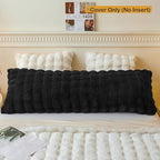 LIFEREVO Fluffy Faux Rabbit Fur Body Pillow Cover, Luxury Bubble Waffle Shaggy Plush Bed Body Pillowcase with Zipper Closure, Long 20"x54" Fuzzy Furry Pillow Case for Adults Kids Girls Teens, Black - color: Black