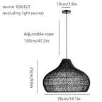 Natural Rattan Pendant Light for Kitchen Island, Ceiling Light Wicker Lampshade Lantern 14.1" Bamboo Lamp Hanging Light Ceiling Lighting Fixture Suitable for E26/27 Lamp Holder - color: Dark