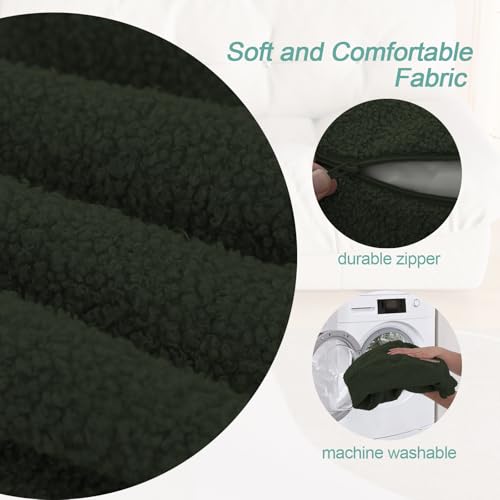 MeMoreCool Stuffed Round Pouf Ottoman Foot Rest, Floor Pouf Foot Stool with Soft Foam Chunk Filling, Small Round Ottoman Footstool Circle Footrest for Living Room, Green - color: Teddy Green