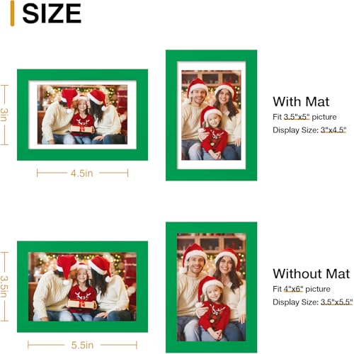 decorUhome 4x6 Picture Frame Set of 10, Display Photos 3.5x5 with Mat or 4x6 Unmatted for Picture Frames Collage Wall Decor, Green - color: Green, size: 4x6