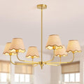 6-Light Boho Rattan Chandelier for Dining Room,37" Farmhouse Chandeliers Light Fixture,Adjustable Height Hanging Pendant Lighting Fixtures for Kitchen Island,Large Hand-Woven Ceiling Lights