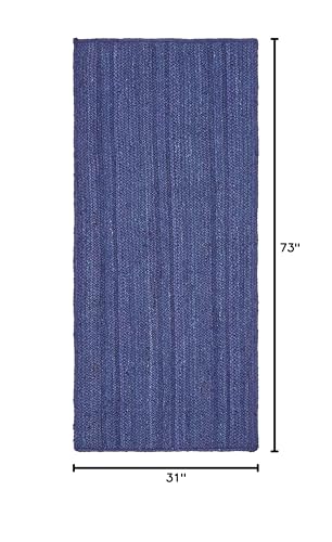 Unique Loom Braided Jute Collection Area Rug - Dhaka (2' 7" x 6' 1" Runner, Navy Blue) - color: Navy Blue, size: 2'7" x 6'1" (Runner)