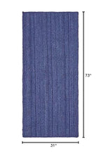 Unique Loom Braided Jute Collection Area Rug - Dhaka (2' 7" x 6' 1" Runner, Navy Blue) - color: Navy Blue, size: 2'7" x 6'1" (Runner)