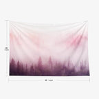 EMMTEEY Misty Forest in Pink Mist at Sunup Wall Tapestry - 60X40 Hanging Wall Art for Bedroom Living Room