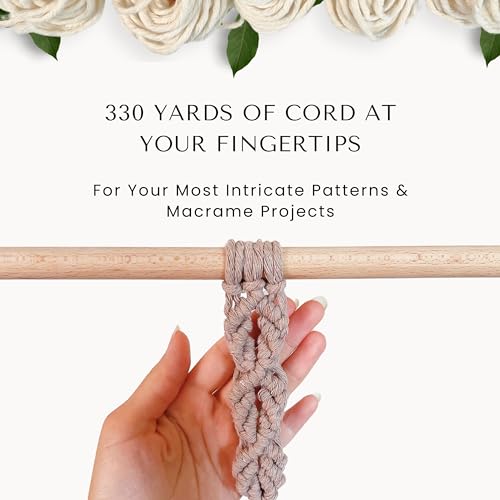 BOCHIKNOT Single Strand Macrame Cord 3mm x 330yds (300m) – Soft Cotton Macrame Rope for Beginners, Easy to Knot for Wall Hangings, Plant Hangers, Fringe and DIY Crafts (Sage) - color: Sage, size: (3mm x 302m) - Single Strand Twist