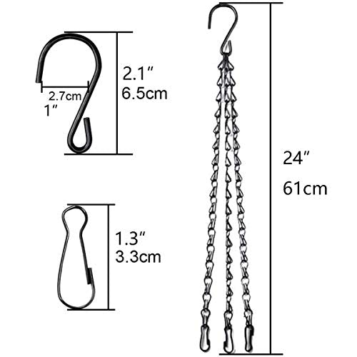 4pcs 24 inch Black Hanging Basket Chain with Hooks Flower Plant Pot Replacement Chain Hanger for Bird Feeders,Planters,Lanterns and Ornaments - size: 24 inch (4pcs)