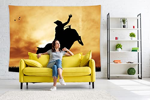 feelacle Western Cowboy Tapestry 80" X 60" Rodeo Bull Rider Wall Hanging Party Decorations Home Decor For Bedroom Living Room Dorm (200 X 150cm) - color: Western Cowboy, size: 80"L x 60"W