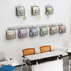 Yuzehuaza Hanging Wall File Organizer Metal Wall Mounted File Holder Folder with Handles and Hooks, Magazine Document Rack, for Home Office or Decor, 3 Packs (Patent Pending)