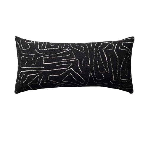 Throw Pillow Covers, Pack of 1 Woven Jacquard Cushion Covers for Sofas, Couches, Bed, Boho Home Decor, Cozy Soft and Comfortable Pillow Cases Bed, Amorf, Black 14x28 Inch - color: Black, size: 28" x 14" (Pack of 1)