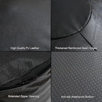 Unstuffed Ottoman Pouf Cover 20 X 15 Inch, Round Pu Leather Foot Stool, Floor Bean Bag(No Filler), Foot Rest with Storage for Living Room/Bedroom/Office, Black - color: Black