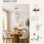 5-Tiered Boho Chandelier with Metal and White Fringe,3 Lights Fringe Pendant Light Fixture,Tassle Chandelier for entryway,Dining Room,Baby Nursery,Gold and White - color: White-Pendant