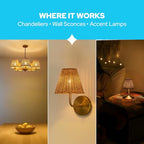 KASTLITE Woven Rattan Chandelier Lamp Shades - Empire Clip On Ceiling Light Cover - Boho Lampshades for Small Table & Sconce Fixtures - 3" Top x 6" Bottom x 5.25" Slant, Natural Brown Wicker, Set of 6