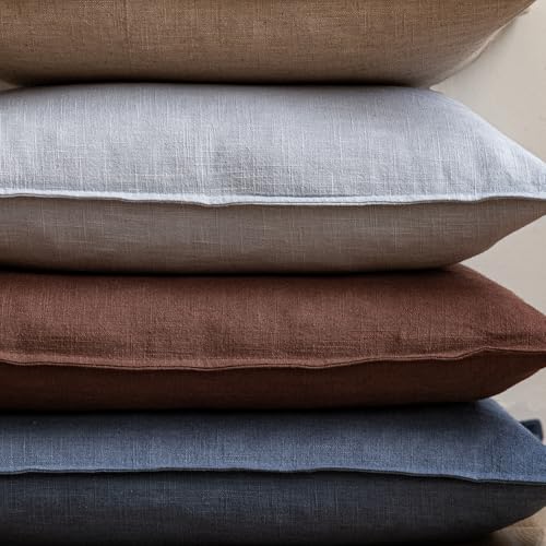 Foindtower Pack of 2, Decorative Linen Solid Throw Pillow Covers Soft Accent Euro Cushion Case Farmhouse Neutral Pillowcase for Chair Couch Sofa Bedroom Living Room Home Decor 16 x 16 Inch Dark Blue - color: Blue Ashes, size: 16" x 16" (Pack of 2)