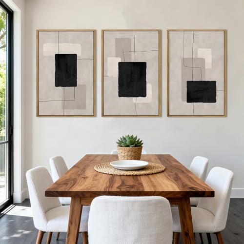 ANHUIB Modern Abstract Wall Art Canvas,Neutral Abstract Wall Art Framed,Contemporary Minimalist Prints,Geometric Line Artwork,3 Piece 16 * 24IN Mid Century Painting for Living Room Bedroom Office - color: Modern Abstract, size: 24"L x 16"W
